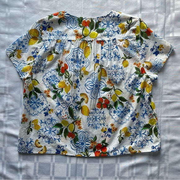 Johnny Was Lemon & Floral Print Lightweight Cotton Short Sleeve Sleep Shirt - Picture 11 of 12
